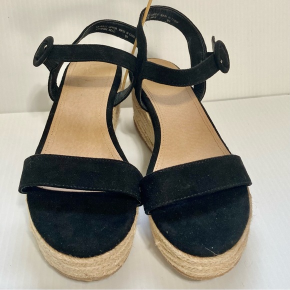 LOFT Black Espadrille Black Tan Wedge Sandals Women 9M - Picture 2 of 12